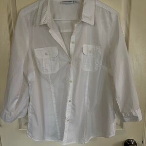 Crisp St. John's Bay White Button-Up Shirt 100% Cotton